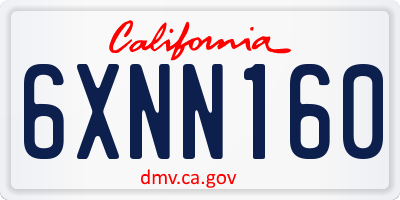 CA license plate 6XNN160