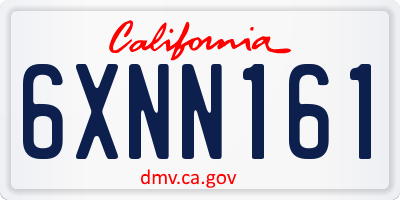 CA license plate 6XNN161
