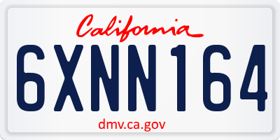 CA license plate 6XNN164