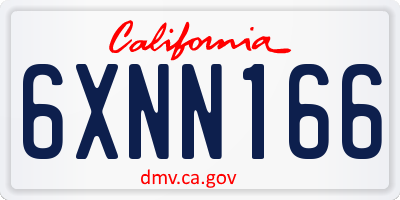 CA license plate 6XNN166