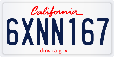CA license plate 6XNN167