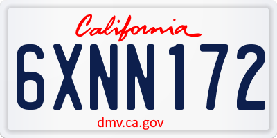 CA license plate 6XNN172