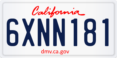 CA license plate 6XNN181