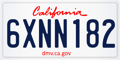 CA license plate 6XNN182