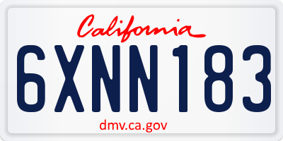 CA license plate 6XNN183