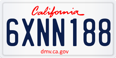 CA license plate 6XNN188