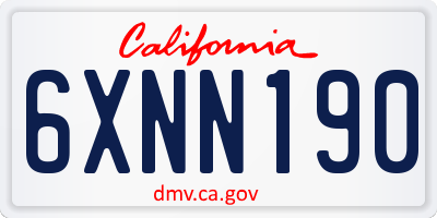 CA license plate 6XNN190