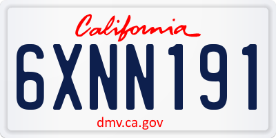 CA license plate 6XNN191