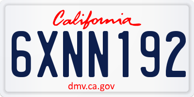 CA license plate 6XNN192