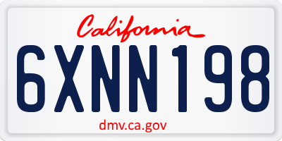 CA license plate 6XNN198
