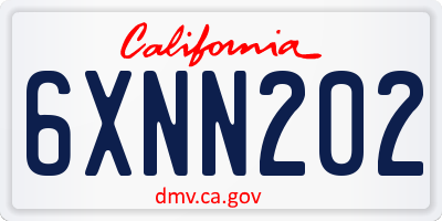 CA license plate 6XNN202