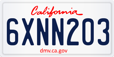 CA license plate 6XNN203