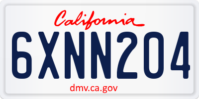 CA license plate 6XNN204