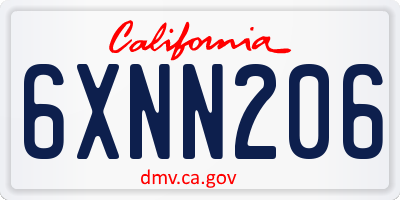 CA license plate 6XNN206