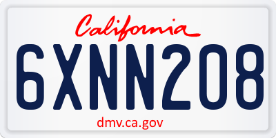 CA license plate 6XNN208