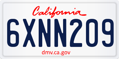 CA license plate 6XNN209