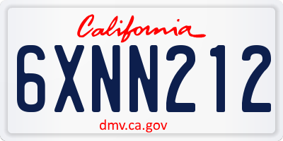 CA license plate 6XNN212