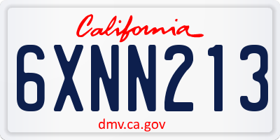 CA license plate 6XNN213