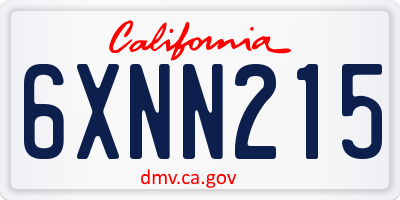 CA license plate 6XNN215