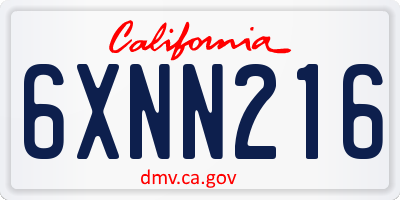CA license plate 6XNN216