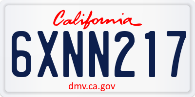 CA license plate 6XNN217