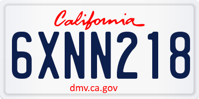 CA license plate 6XNN218