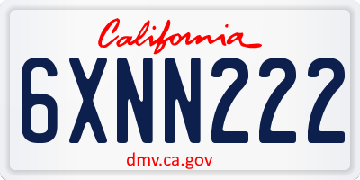 CA license plate 6XNN222