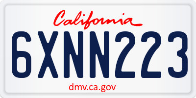 CA license plate 6XNN223