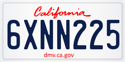CA license plate 6XNN225