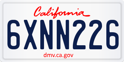 CA license plate 6XNN226