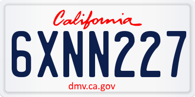 CA license plate 6XNN227