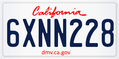 CA license plate 6XNN228