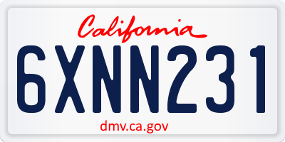 CA license plate 6XNN231