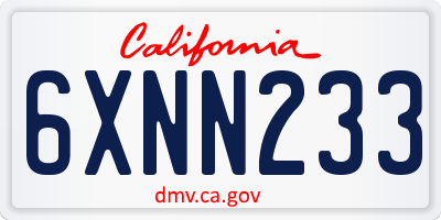 CA license plate 6XNN233