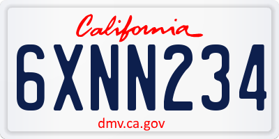 CA license plate 6XNN234