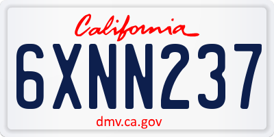 CA license plate 6XNN237