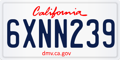 CA license plate 6XNN239
