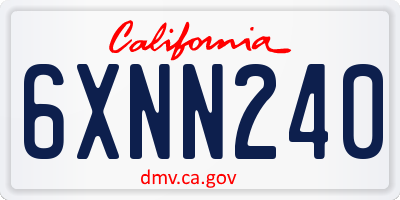 CA license plate 6XNN240