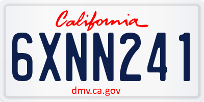 CA license plate 6XNN241