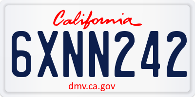 CA license plate 6XNN242