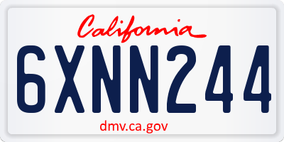 CA license plate 6XNN244