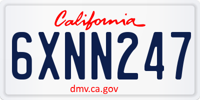 CA license plate 6XNN247