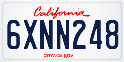 CA license plate 6XNN248