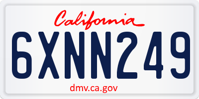 CA license plate 6XNN249