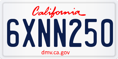 CA license plate 6XNN250