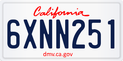 CA license plate 6XNN251