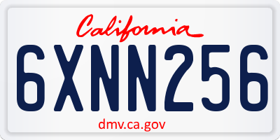 CA license plate 6XNN256