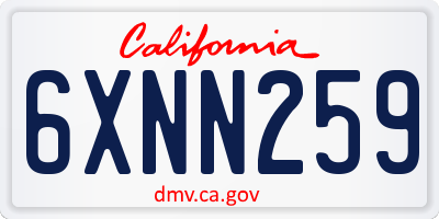 CA license plate 6XNN259