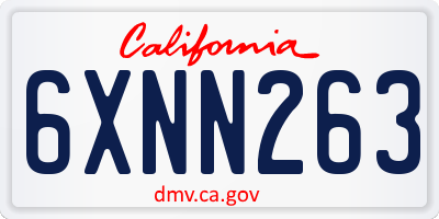 CA license plate 6XNN263