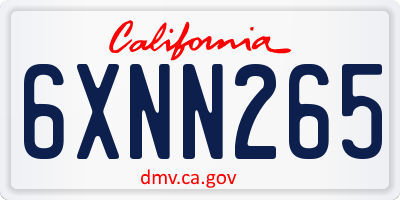 CA license plate 6XNN265